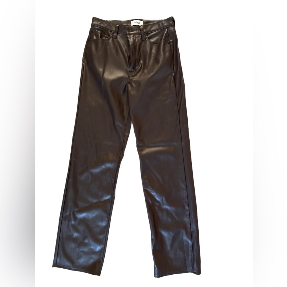Pistola Brown Faux Leather Pants